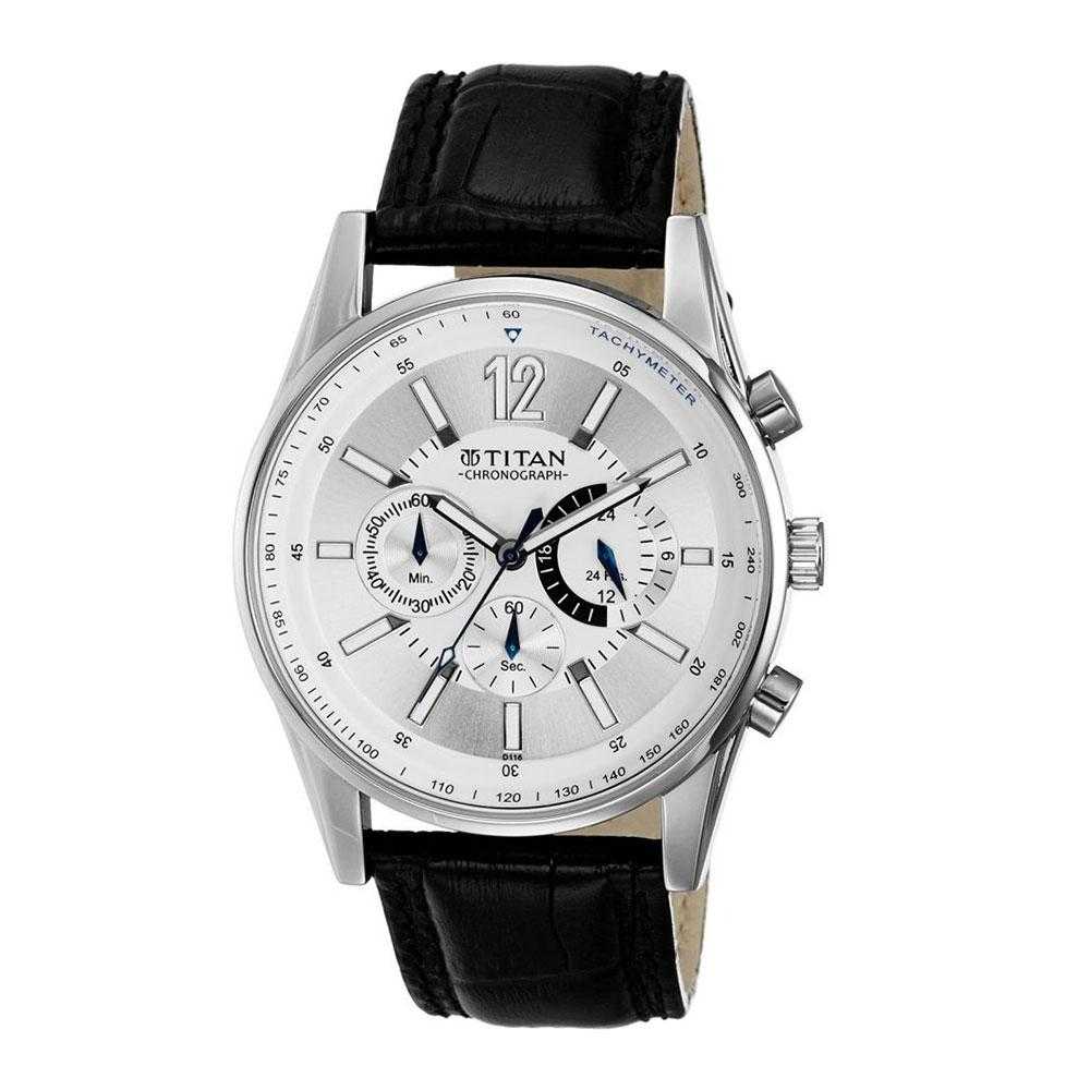 Titan Silver Dial Chronograph Watch for Men 9322SL02