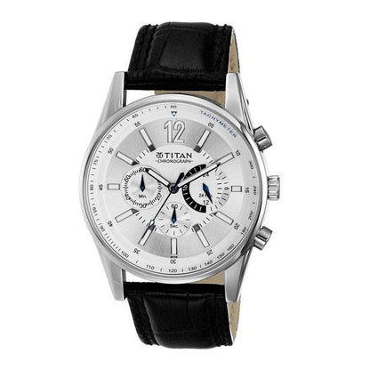 Titan Silver Dial Chronograph Watch for Men 9322SL02