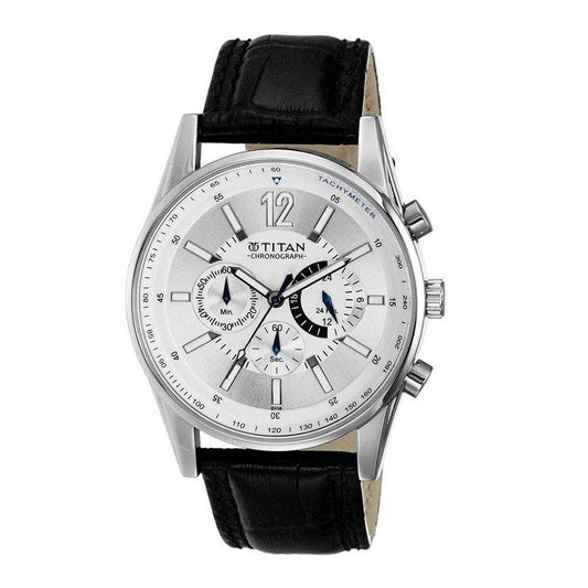 Titan Silver Dial Chronograph Watch for Men 9322SL02