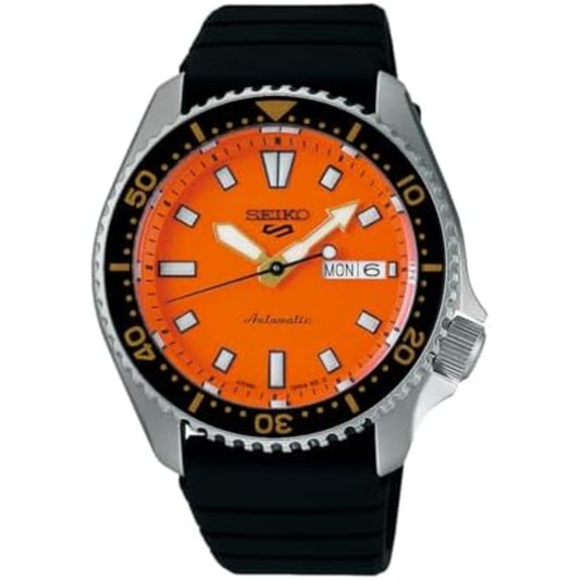 Seiko 5 Sports Orange Dial Rubber Men's Watch SRPL89K1