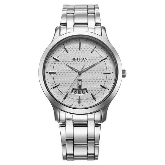Titan Karishma Silver Metal Strap with Silver Dial for Men 1825SM12