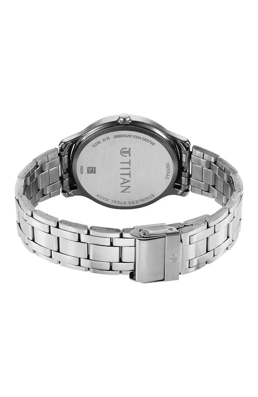 Titan Karishma Silver Metal Strap with Silver Dial for Men 1825SM12