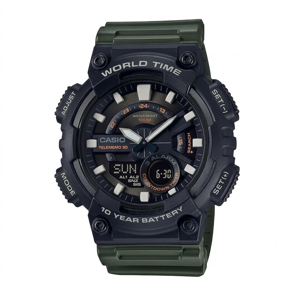 CASIO ANALOG-DIGITAL MENS WATCH AEQ-110W-3AVDF