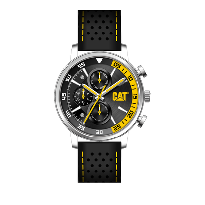Cat Black, Yellow Dial Black Silicone Strap Watch AK14920127