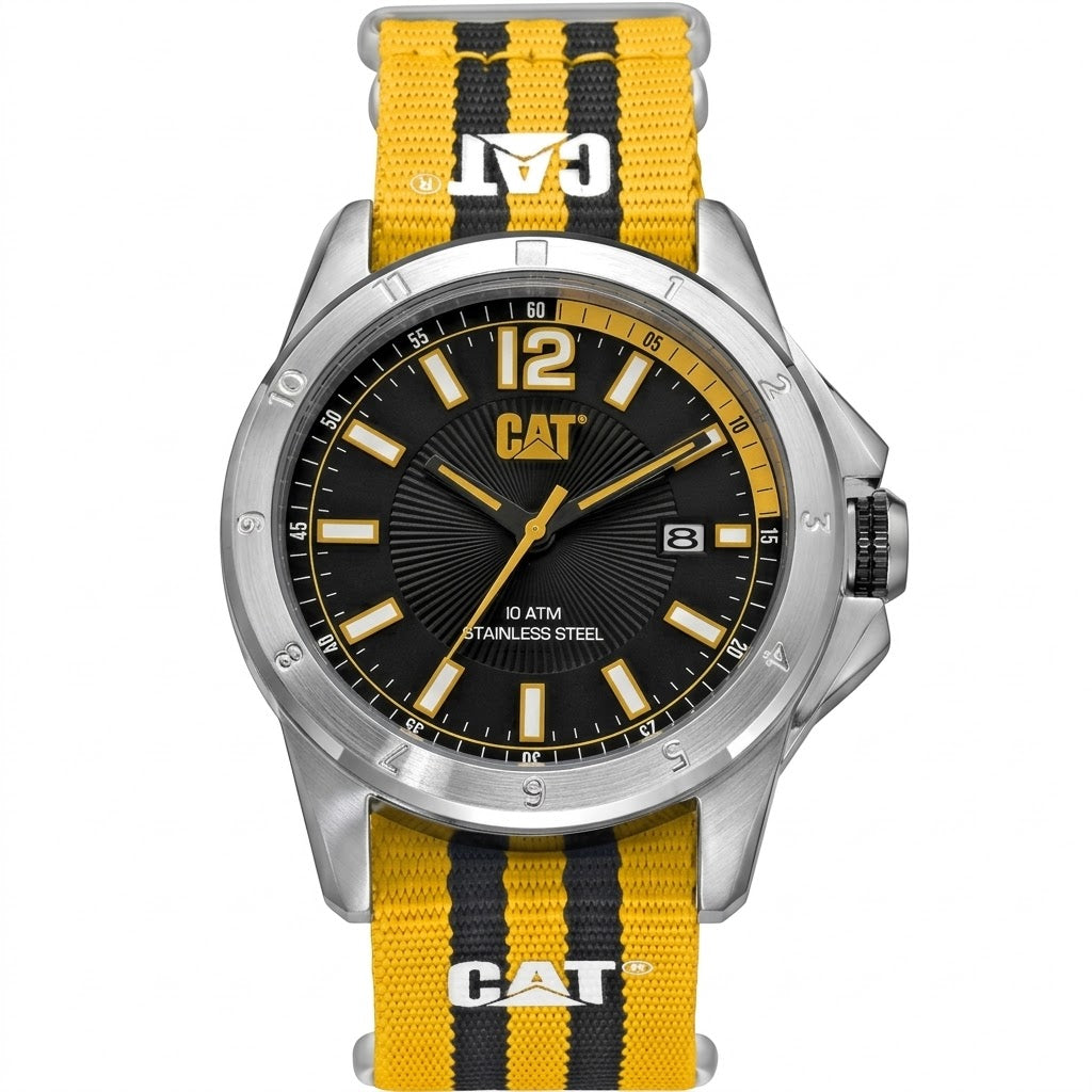 Cat Black, Yellow Dial Nylon Strap Watch YW.141.67.137