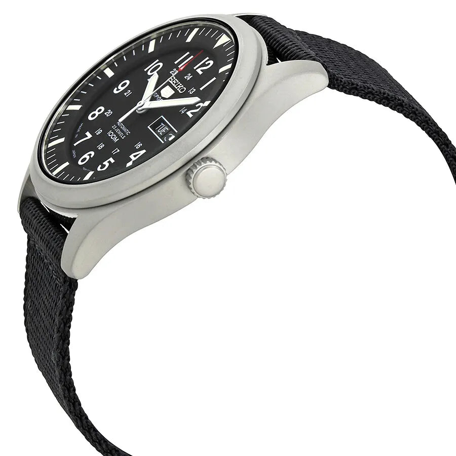 Seiko 5 Sports Automatic Black Dial Nylon Strap Watch SNZG15K1
