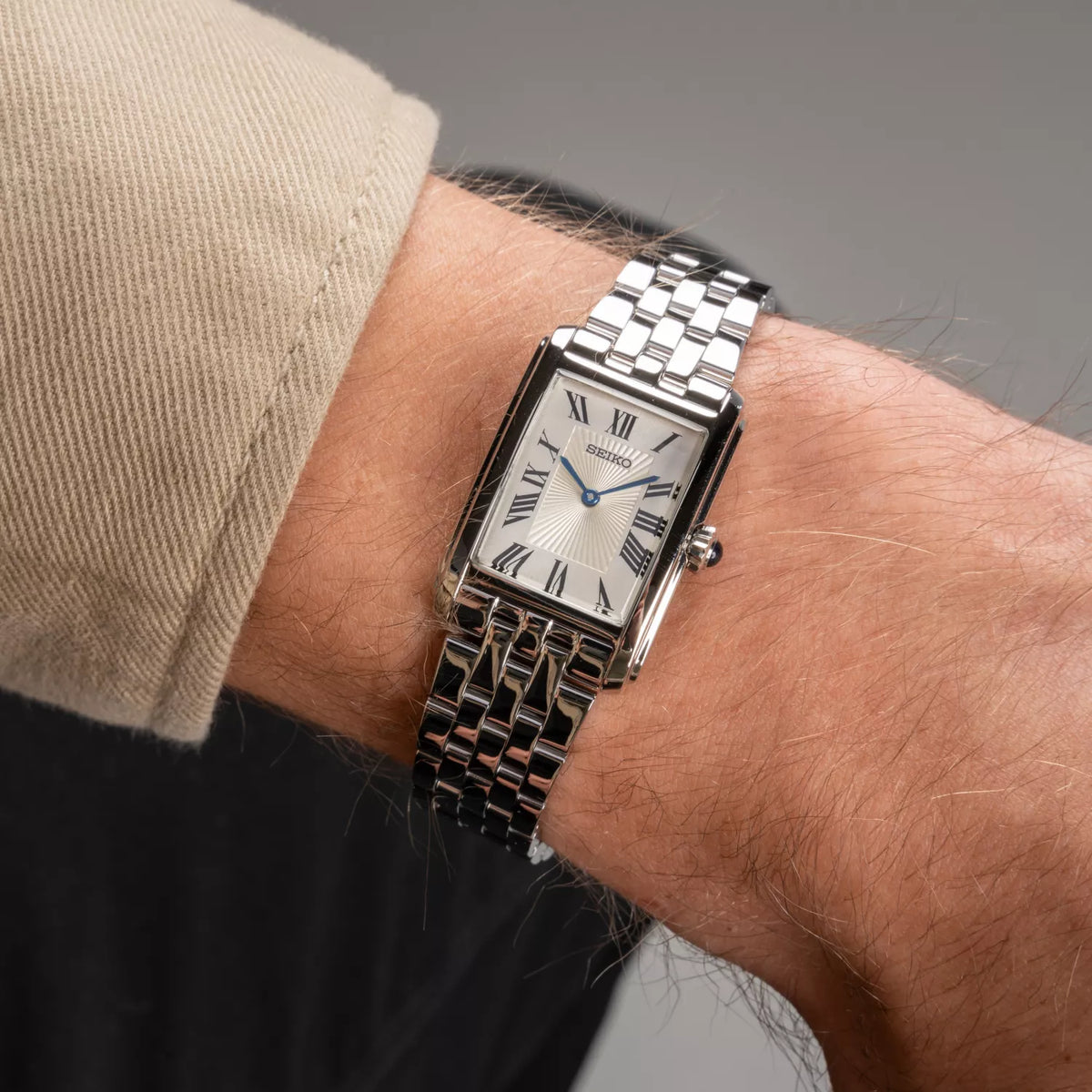 Seiko Essentials Rectangular Silver Dial Women's Watch SWR083P1