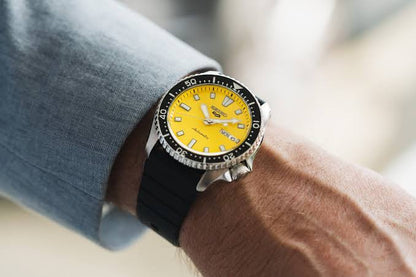 Seiko 5 Sports Yellow Dial Rubber Men's Watch SRPL87K1