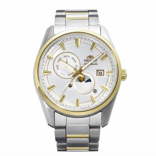 ORIENT SUN  & MOON WHITE DIAL MEN'S WATCH RA-AK0312S