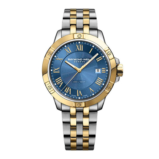 RAYMOND WEIL TANGO MEN'S QUARTZ TWO-TONE BRACELET BLUE DIAL WATCH 8160STP00508