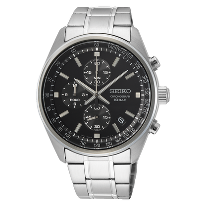 Seiko Chronograph Black Dial Quartz Mens Watch SSB379P1