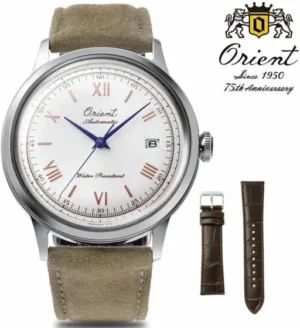 Orient Classic Bambino Automatic 75th Anniversary RA-AC0027S Limited Edition White Dial 40.5mm Leather Strap Men's Watch